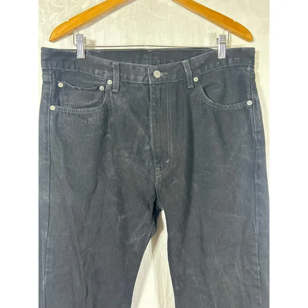 Levis Jeans 505 38x34 Black Denim Straight Leg Grunge Americana Charcoal Wash